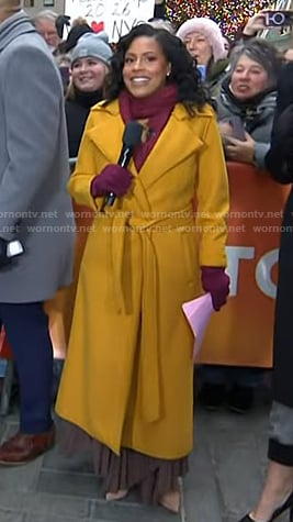 Sheinelle's yellow belted trench coat on Today