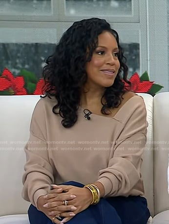 Sheinlle’s beige asymmetric neck sweater on Today