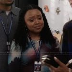 Janine's printed mesh dress on Abbott Elementary