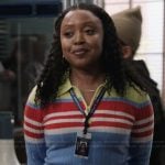 Janine's striped collared sweater on Abbott Elementary