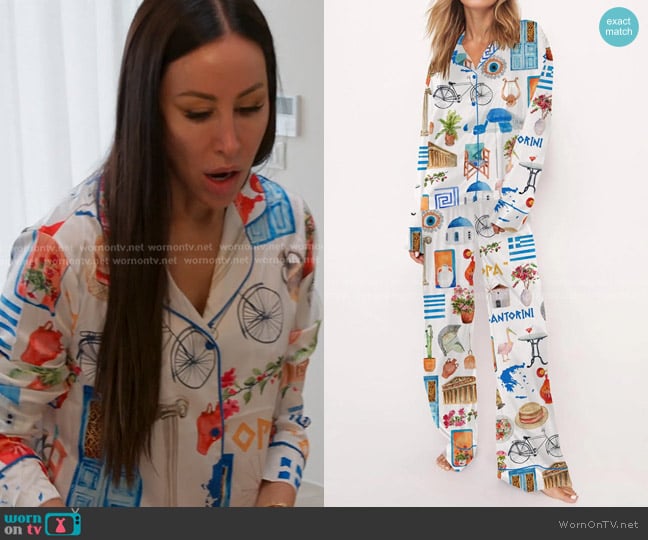 Angie’s Greece motif print pajamas on RHOSLC Angie’s Greece motif print pajamas on RHOSLC