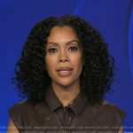 Shirleen’s brown belted leather dress on Good Morning America