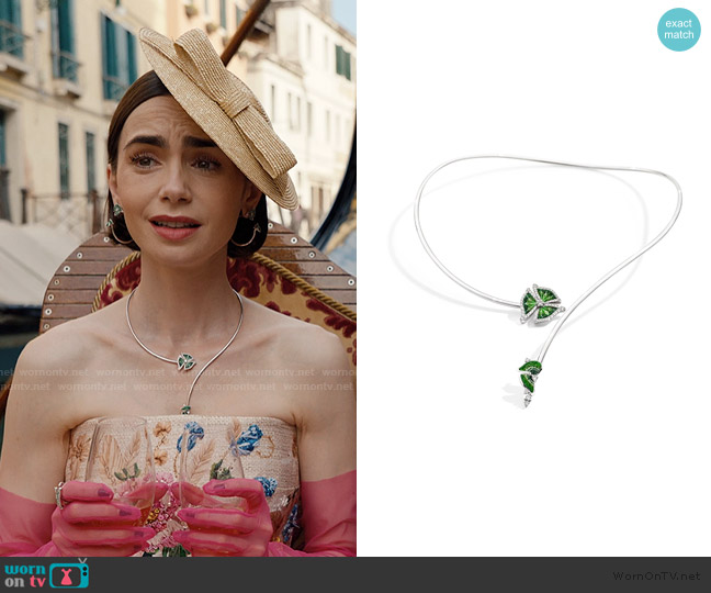 Sicis Jewels Trinity Necklace worn by Emily Cooper (Lily Collins) on Emily in Paris