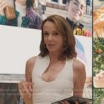 Sylvie’s white asymmetric dress on Emily in Paris