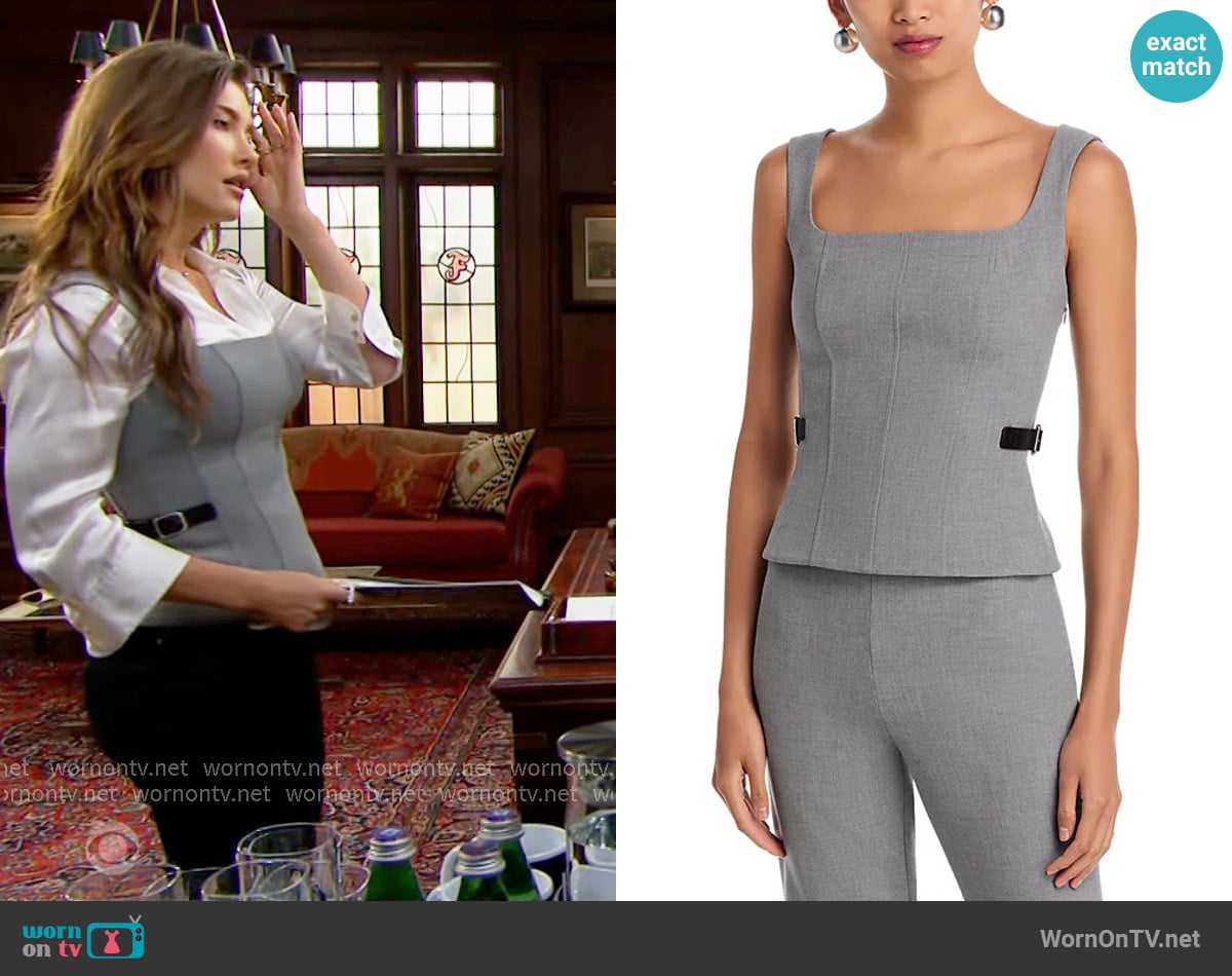 Simkhai Windsor Belted Top worn by Steffy Forrester (Jacqueline MacInnes Wood) on The Bold and the Beautiful