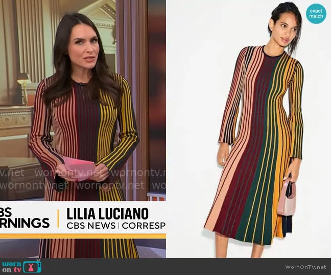 Simon Miller Celia Knit Dress worn by Lilia Luciano on CBS Mornings