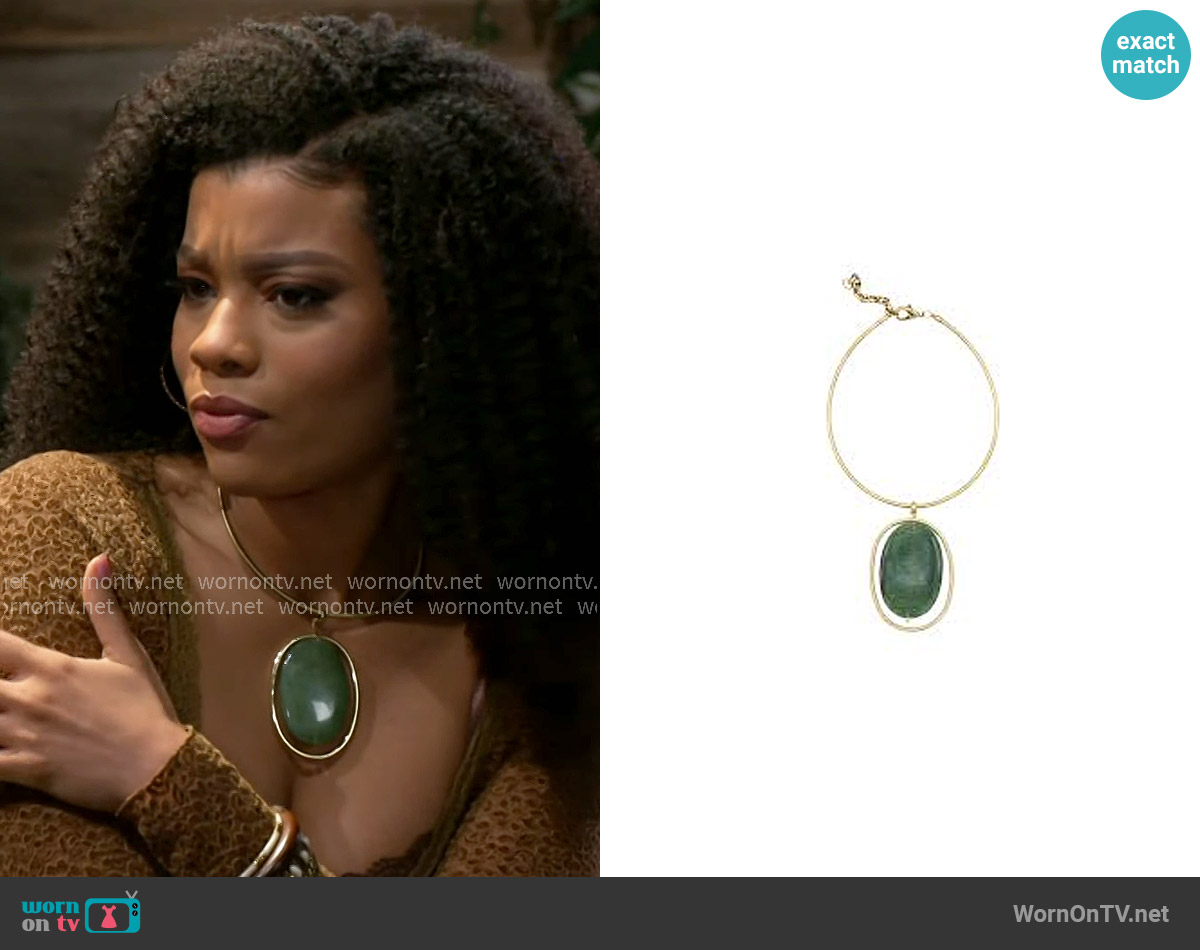 Sita Nevado Big Oval Necklace worn by Eva Thomas (Ambyr Michelle) on Beyond the Gates