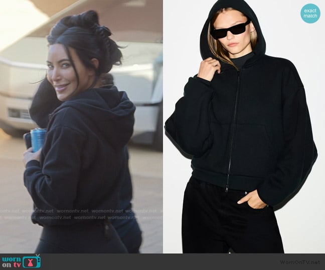 Skims Boxy Zip Hoodie worn by Kim Kardashian (Kim Kardashian) on The Kardashians