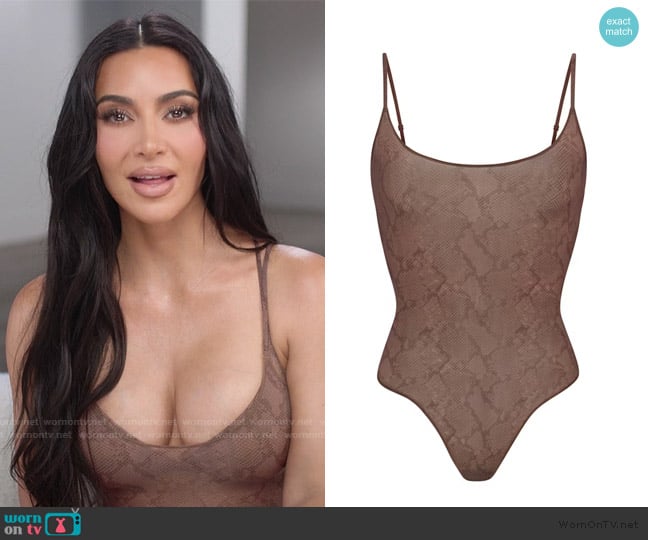 Kim’s snake print confessional bodysuit on The Kardashians