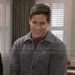 Smitty’s grey textured collared cardigan on Beyond the Gates