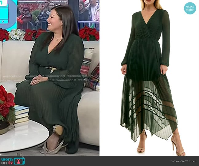 Katie Fulton’s green pleated midi dress on Today Katie Fulton’s green pleated midi dress on Today
