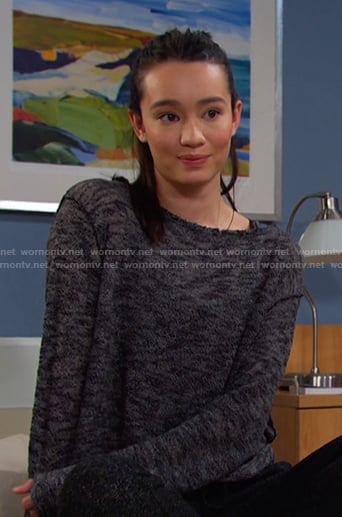 Sophia's black space dye sweater on Days of our Lives
