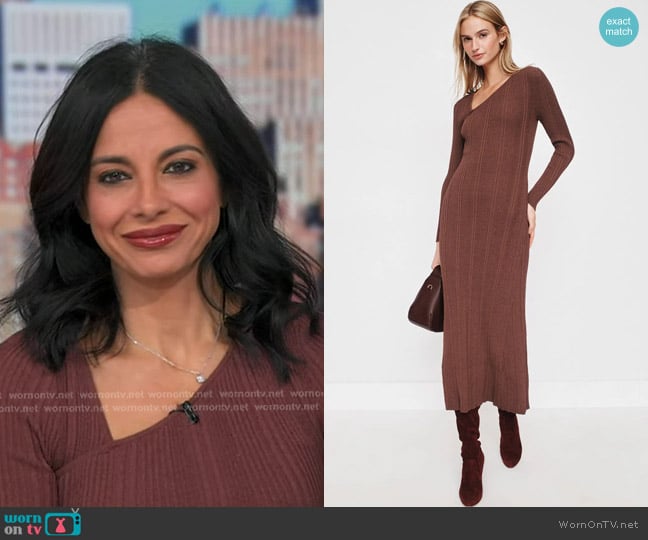 Staple The Label Amira Ribbed Knit Midi Dress worn by Dr. Tara Narula on Good Morning America
