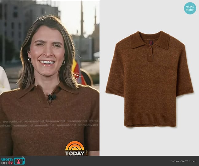 Stefanel Polo Shirt in light brown worn by Molly Hunter on Today