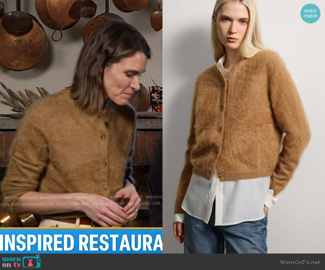 Stefanel Pure Cashmere Cardigan in Light Brown worn by Molly Hunter on Today