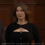 Steffy's black button front dress on The Bold and the Beautiful