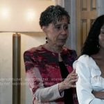 Stella’s red abstract jacket on General Hospital