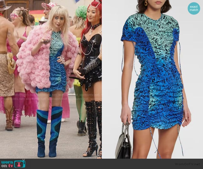 Stella McCartney Printed silk minidress worn by Emily Cooper (Lily Collins) on Emily in Paris
