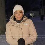 Stephanie’s beige hooded coat on Good Morning America