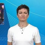 Stephanie’s white short sleeve sweater on Today