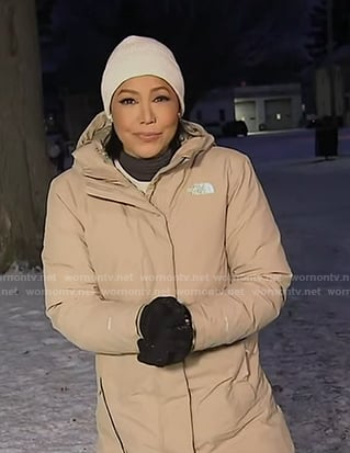 Stephanie’s beige hooded coat on Good Morning America