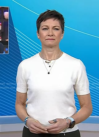Stephanie's white short sleeve sweater on Today