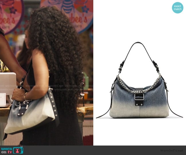 Steve Madden Balyssa Chain Charm Buckled Slouchy Hobo Bag worn by Amira (Alycia Pascual-Pena) on Bel-Air