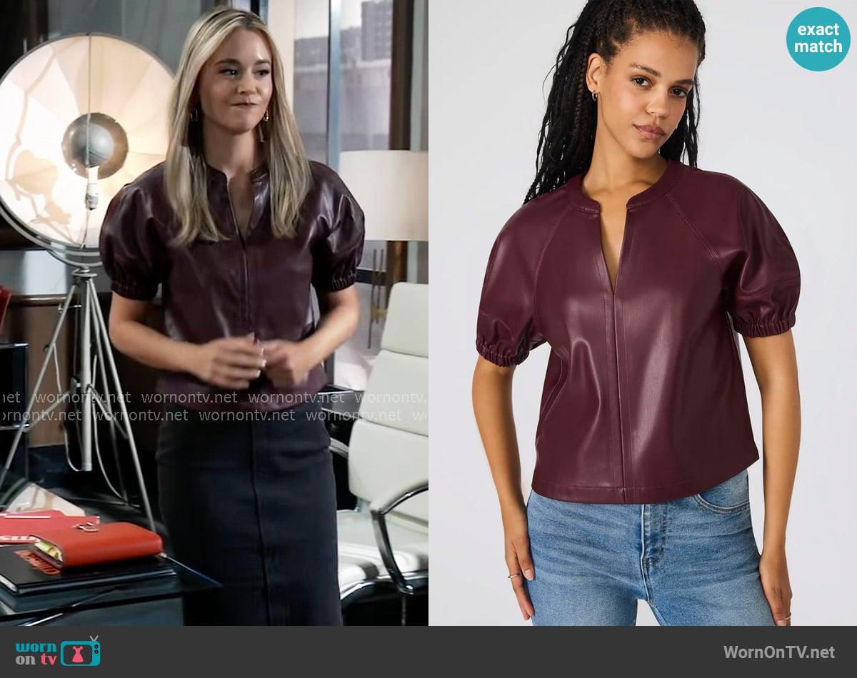 Steve Madden Roxanne Top in Wine worn by Jacinda Bracken (Paige Herschell) on General Hospital