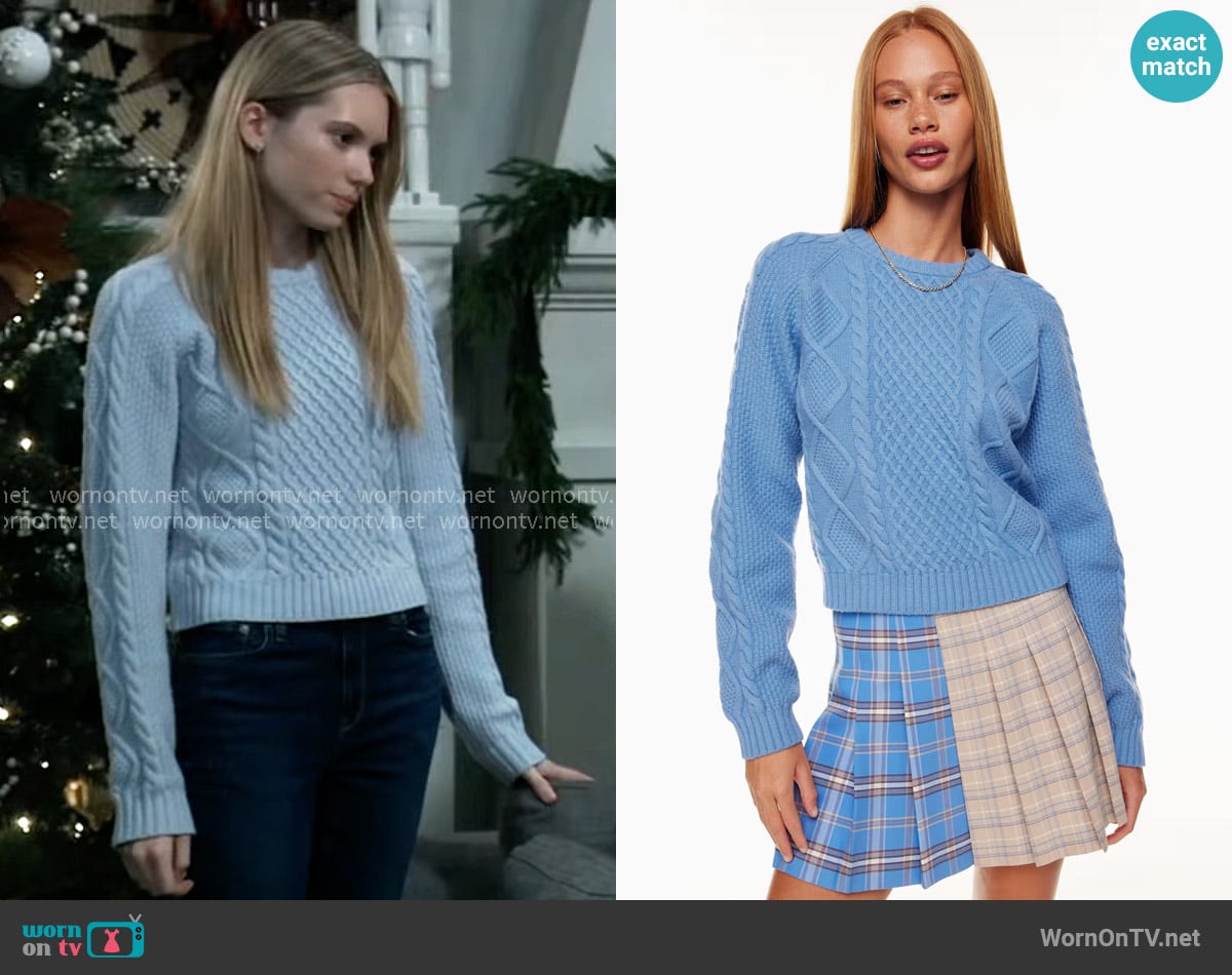 Sunday Best at Aritzia Lima Sweater worn by Charlotte Cassadine (Bluesy Burke) on General Hospital