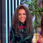 Sunny’s black floral print mock neck dress on The View