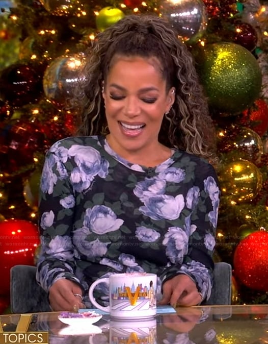 Sunny’s floral print long sleeve dress on The View