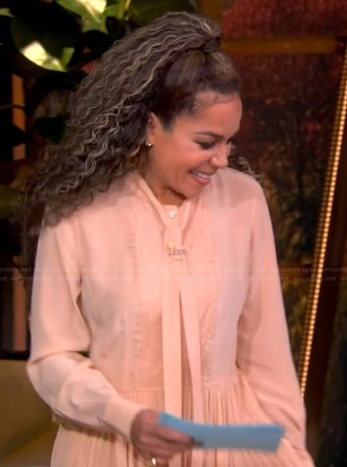 Sunny's pink tie neck dress on The View