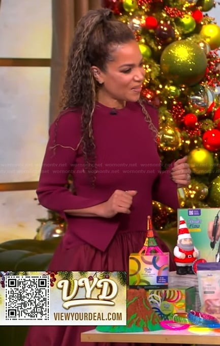 Sunny’s red mixed media dress on The View