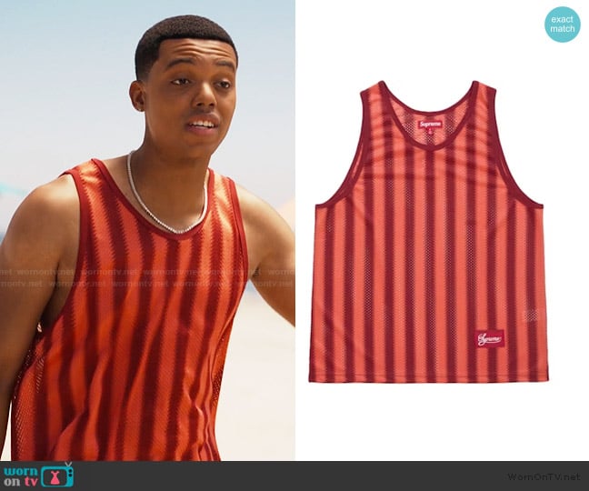 Supreme Stripe Mesh Tank Top worn by Will Smith (Jabari Banks) on Bel-Air