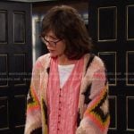 Susan’s pink striped top and cardigan on Days of our Lives