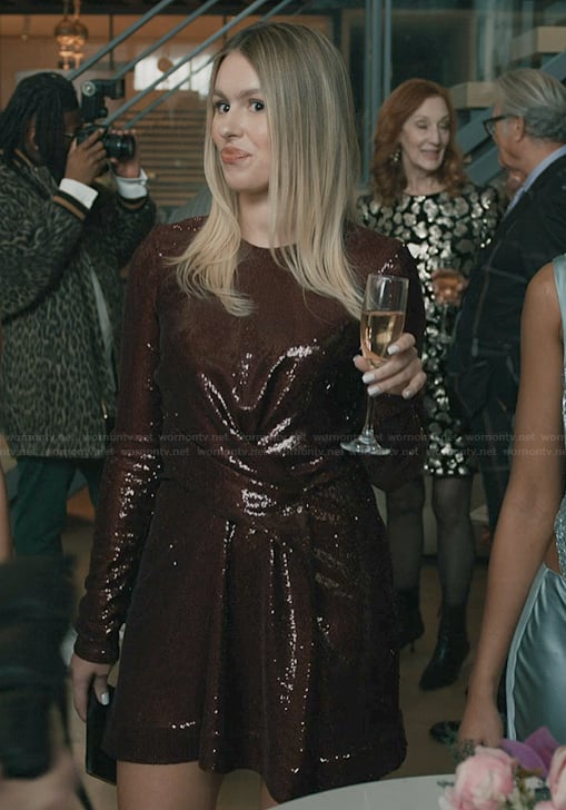 Sveta's burgundy sequin dress on Elsbeth