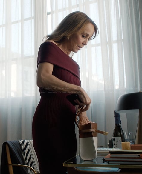 Sylvie's burgundy knit dress on Emily in Paris