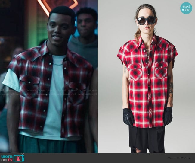 Takahiromiyashita The Soloist Red Cutoff Sleeve Western Shirt worn by Will Smith (Jabari Banks) on Bel-Air