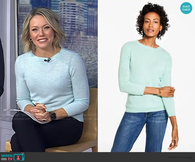 Talbots Audrey Cashmere Sweater in Light Soft Jade Heather worn by Dylan Dreyer on Today