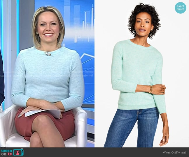 Talbots Audrey Cashmere Sweater in Light Soft Jade Heather worn by Dylan Dreyer on Today