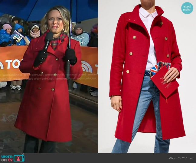 Dylan’s red double breasted coat on Today
