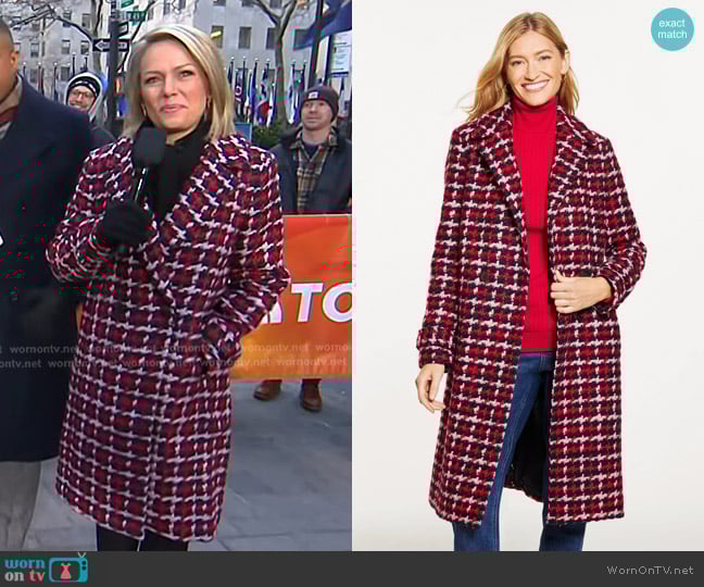 Talbots Sugarplum Tweed Coat in Indigo Blue Multi worn by Dylan Dreyer on Today