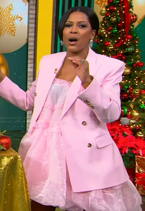 Tamron’s pink double breasted blazer on Tamron Hall Show
