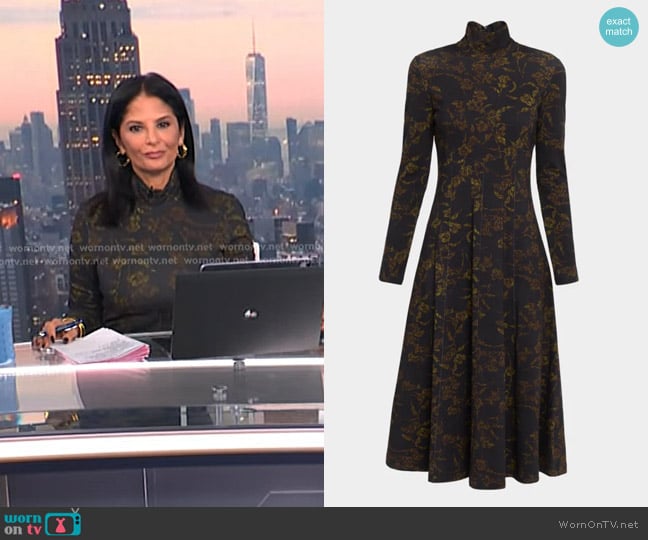Darlene’s black floral mock neck dress on Today