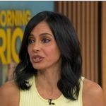 Dr. Tara Narula’s yellow ribbed sleeveless dress on Good Morning America