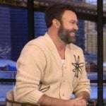 Taran Killam’s beige floral cardigan on Live with Kelly and Mark