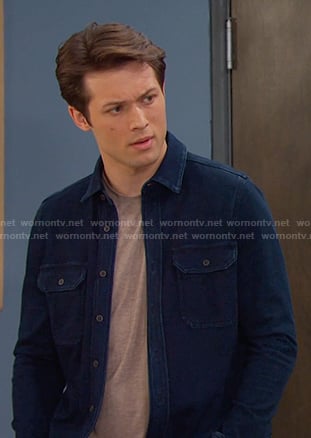 Tate’s navy button down shirt on Days of our Lives