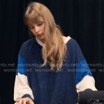 Taylor’s blue colorblock top on The End of an Era
