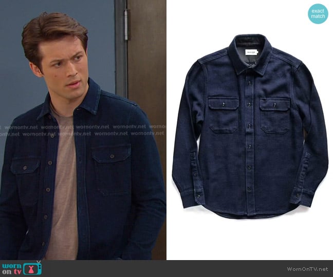Taylor Stitch The Division Shirt in Indigo Twill worn by Tate Black (Leo Howard) on Days of our Lives
