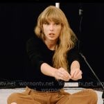 Taylor Swift’s black top and corduroy pants on The End of an Era